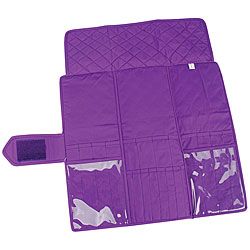 Velcro closure Purple 20 pocket Quilted Cotton Knitting Needle Case