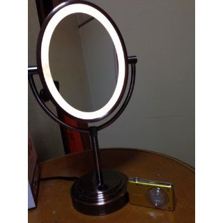 Conair Oval Double Sided Lighted Mirror, Oiled Bronze Finish  Personal Makeup Mirrors  Beauty