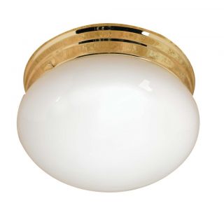 Transitional Polished Brass One light Flush Sconce With Hardwired Switch