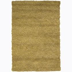 Handwoven Deep Yellow Mandara New Zealand Wool Shag Rug (5 X 76)