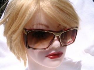 80's Blondie Style New Wave GOLD & TORTOISE WRAP Sunglasses with BLINDERS on the side / New Vintage Retro Womens Clothing
