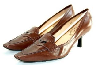 TOD'S Gilda Masch.Prof Brown Mid Heel Pumps Size 42/US 12 CFC401 Shoes