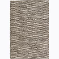 Handwoven White/taupe Mandara New Zealand Wool Rug (79 X 106)