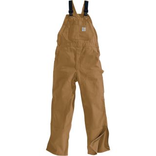 Carhartt® Flame-Resistant Unlined Duck Bib Overall — Brown, 34in. Waist x 34in. Inseam, Regular Style, Model# FRR45  Flame Resistant Bibs   Coveralls