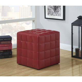 Red Leather look Ottoman
