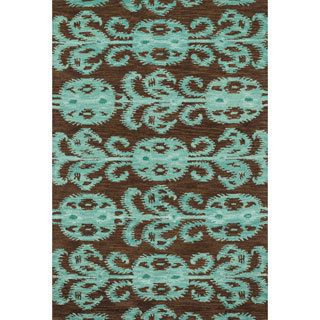 Hand tufted Montague Chocolate/ Teal Wool Rug (26 X 76)