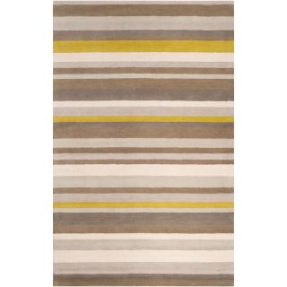 Angelohome Loomed Olive Striped Madison Square Wool Rug (2 X 3)