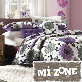 Mizone Clarissa Polyester Microfiber Floral Printed 3 piece Quilt Set