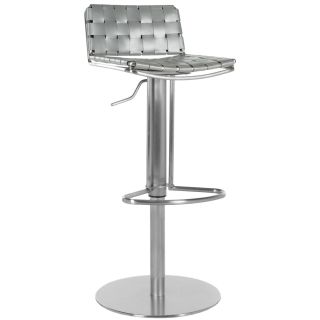 Safavieh Modern Art Deco Gray Leather seat Stainless steel Adjustable Bar Stool