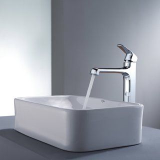 Kraus Bathroom Combo Set White Rectangular Ceramic Sink/faucet