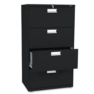 Hon 600 Series 30 inch Wide 4 drawer Lateral File Black Cabinet