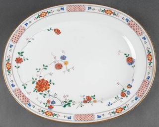 Noritake Nanking 15 Oval Serving Platter, Fine China Dinnerware   Rust Lattice,