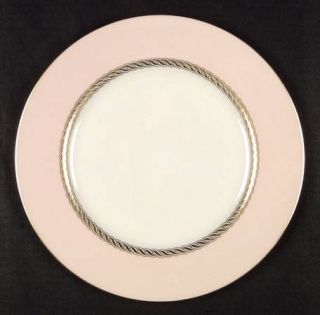 Lenox China Caribbee Dinner Plate, Fine China Dinnerware   Pink Rim, Gold Rope V