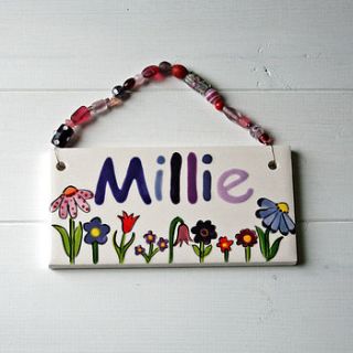 personalised name plaques for girls by sparkle ceramics