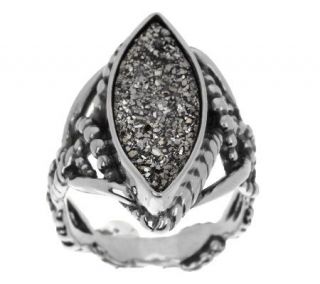 Carolyn Pollack Platinum Color Drusy Sterling Ring —