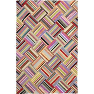 Safavieh Hand woven Straw Patch Pink/ Multi Wool Rug (6 X 9)