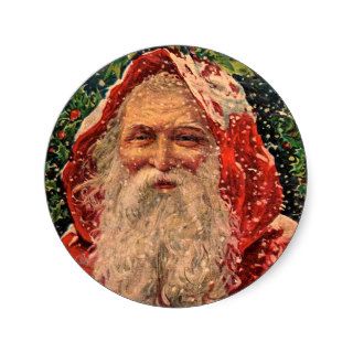 Vintage Santa Claus Round Sticker