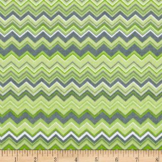 Chevron Flannel Green/Grey Fabric