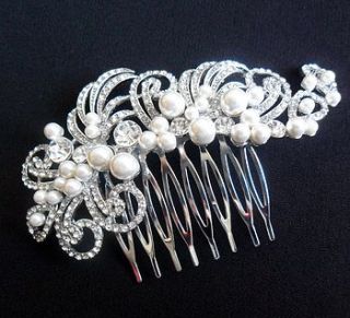 vintage inspired crystal and pearl hair comb by yatris home and gift