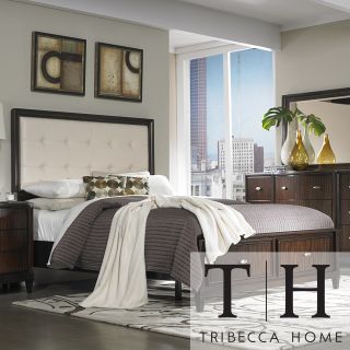 Tribecca Home Cumbria White Bonded Leather 5 piece Queen size Storage Bedroom Set