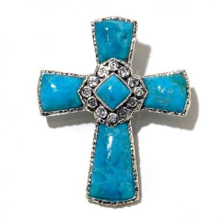 Sally C Treasures Turquoise and White Topaz Cross Enhancer Pendant