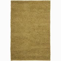 Handwoven Gold Mandara New Zealand Wool Shag Rug (5 X 76)