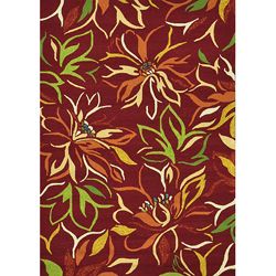 Hand hooked Coventry Crimson Floral Indoor/ Outdoor Rug (36 X 56)