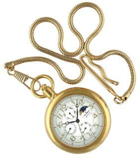 Peugeot Multi function Gold Pocket Watch with Gold Chain 