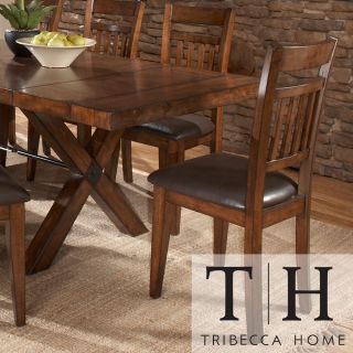 Tribecca Home Inverness Warm Oak Cushioned Mission Dining Chair (set Of 2)