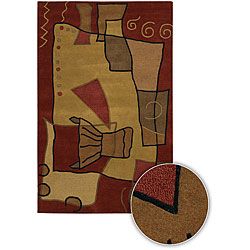 Brown Abstract Hand tufted Mandara Contemporary Wool Rug (5 X 76)