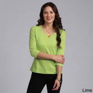 Rochelle Rochelle Designs Womens Damask Burnout Top Green Size L (12  14)