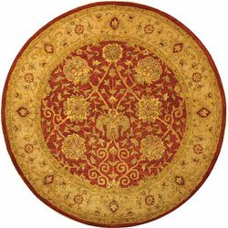 Handmade Antiquities Mashad Rust/ Ivory Wool Rug (36 Round)