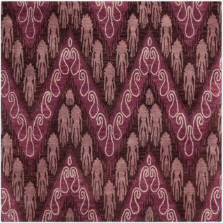 Handmade Ikat Dark Brown/ Purple Wool Rug (6 Square)