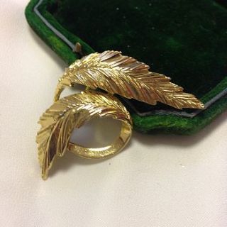 vintage golden leaf brooch by iamia
