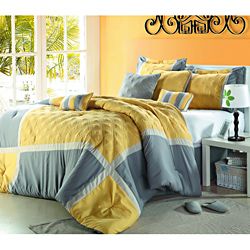 Quincy Yellow/grey 12 piece Bed In A Bag With Sheet Set