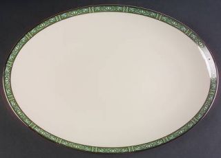 Lenox China Adrienne 16 Oval Serving Platter, Fine China Dinnerware   Green Ban