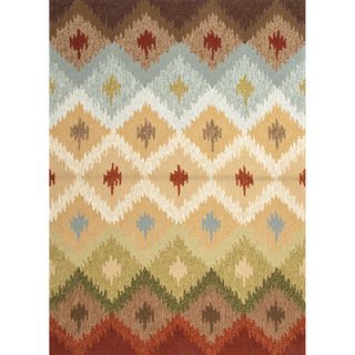 Hand hooked Indoor/ Outdoor Abstract Pattern Multi colored Polypropylene Rug (5' x 7'6) JRCPL 5x8   6x9 Rugs
