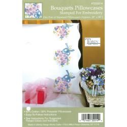 Stamped Pillowcase Pair 20x30 For Embroidery bouquets
