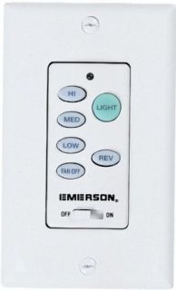 Emerson Fans SW114 3 Speed Battery Operated Fan/Light Wall Control, Reversing & Light Dimmming   Ceiling Fan Wall Controls  