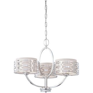 Harlow   3 Light Chandelier   Polished Nickel Finish With Slate Gray Fabric Shade
