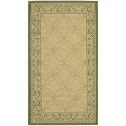 Poolside Natural/olive Contemporary Border Pattern Indoor/outdoor Rug (2 X 37)