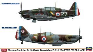 HASEGAWA 01941 1/72 M.Saulnier MS406 & Dewoitine D520 Ltd (2) Toys & Games