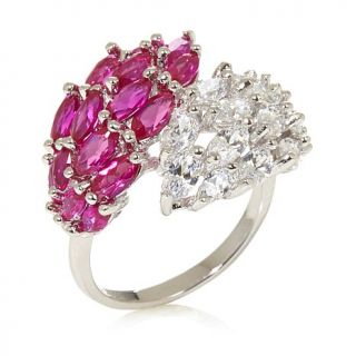 3.64ct Absolute™ and Created Ruby Marquise Cluster Bypass Ring