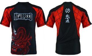 Newbreed MMA Gear Bushido Dragon Rashguard (Black/Red, Medium)  Athletic Rash Guard Shirts  Sports & Outdoors