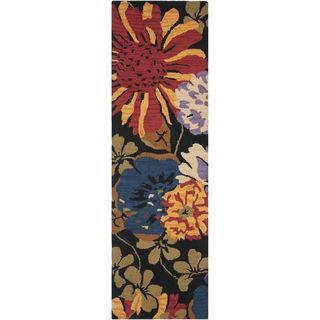 Safavieh Handmade Jardin Black/multicolored Wool Runner Rug (23 X 8)