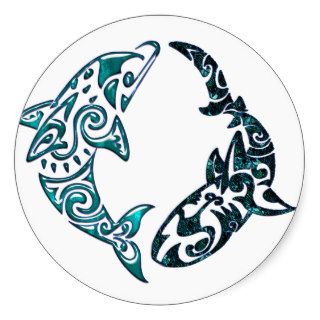 Tribal Dolphin and Shark Tattoo Stickers