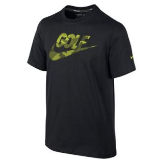 Nike Logo Boys Golf T Shirt   Black