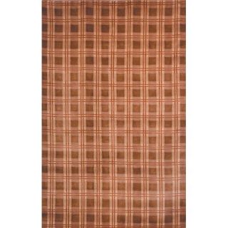 Hand knotted Lexington Plaid Beige Indoor Wool Rug (5 X 8)