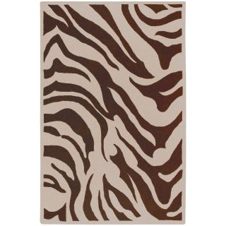 Hand tufted Brown/white Zebra Animal Print Lipscombe Wool Rug (2 X 3)