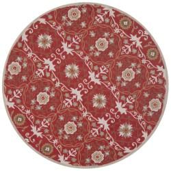 Hand hooked Chelsea Styles Red Wool Rug (56 Round)